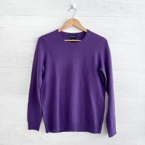 C by Bloomingdale’s - Purple 2-ply cashmere crewneck sweater, L
